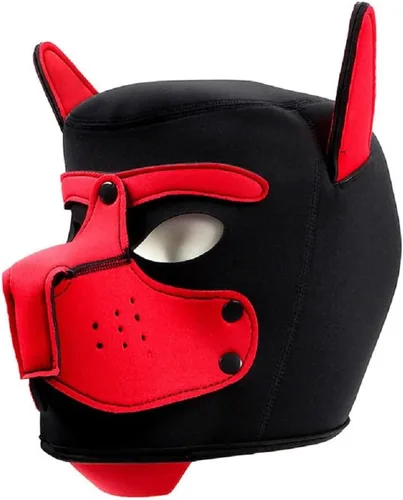 Vista 2 de Bozal de neopreno para cachorro, mascarilla extraíble de cara completa para cachorros (G-rojo)