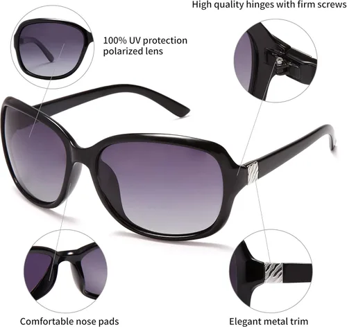 Vista 3 de EYEGUARD 2 gafas de sol polarizadas para mujeres hombres clásico retro vintage gafas de gran