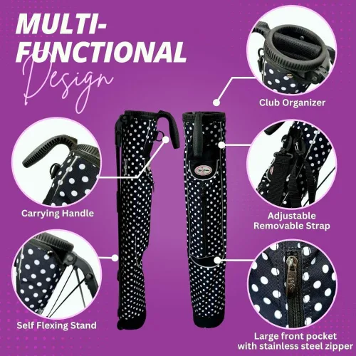 Vista 4 de Taboo Fashion Sunday Golf Bags for Women - Lightweight Golf Range Bag with Self Flexing Stand and Shoulder Strap for Driving Range, Par 3 or