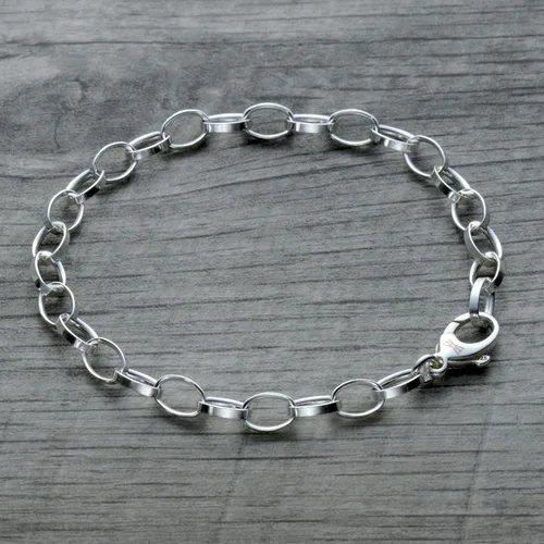 Vista 3 de Pulsera de dijes con eslabones ovalados en plata de ley 925