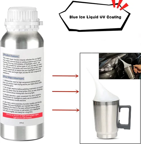 Vista 2 de Líquido de restauración de faros delanteros de automóvil de 6.8 onzas líquidas, kit de restauración de faros, botella de recarga, líquido