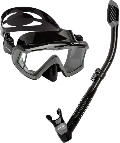 Vista 13 de Cressi Panoramic Wide View Mask & Dry Snorkel Kit for Snorkeling, Scuba Diving - Pano 3 & Supernova Dry: Designed in Italy