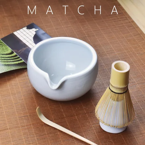 Vista 8 de Artcome Kit completo de ceremonia de matcha de 7 piezas para ceremonia de té, cuenco con boquilla de vertido, batidor, cuchara de té, colador