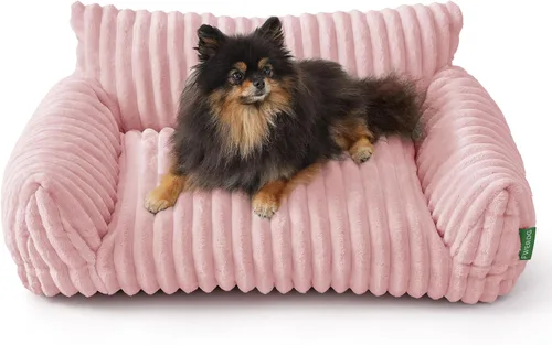 Vista 10 de Lindo sofá cama para mascotas, sofá de apoyo para gatos de interior, sofá cama pequeño para perros pequeños, azul, 24 pulgadas