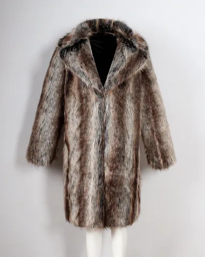 Vista 5 de UMREN Abrigo de piel sintética de lujo para hombre, abrigo largo cálido para invierno