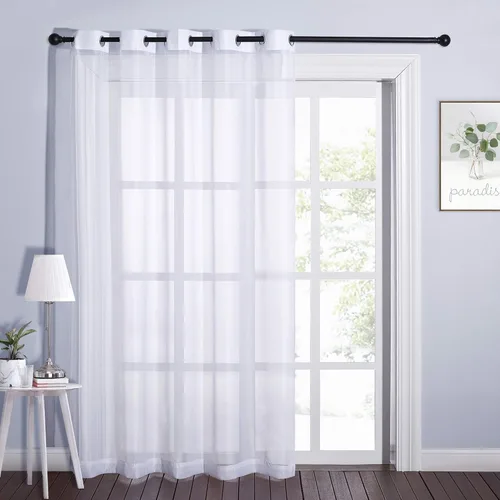 Vista 31 de NICETOWN Cortina transparente para puerta de patio, cortina vertical de gasa, panel de cortina extra ancho, tratamiento de ventana para puerta Blanco