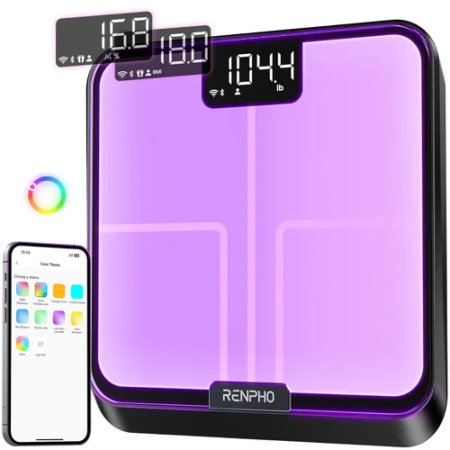 Vista 8 de RENPHO Báscula con IMC, grasa corporal, masa muscular, báscula inteligente para peso corporal, balanza de composición corporal Wi-Fi y Bluetooth