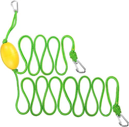 Vista 8 de MOOCY Cuerda de flotador doble resistente (6 pies y 12 pies) para arnés de calcetín de deriva, línea de remolque de kayak, cuerda de remolque