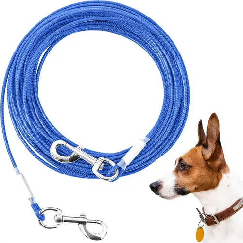 Vista 13 de Cable de Amarre para Perros, 10/20/30/50/100 Pies, Correas para Perros a Prueba de Mordidas para el Patio, Cable de Amarre Resistente para Perros