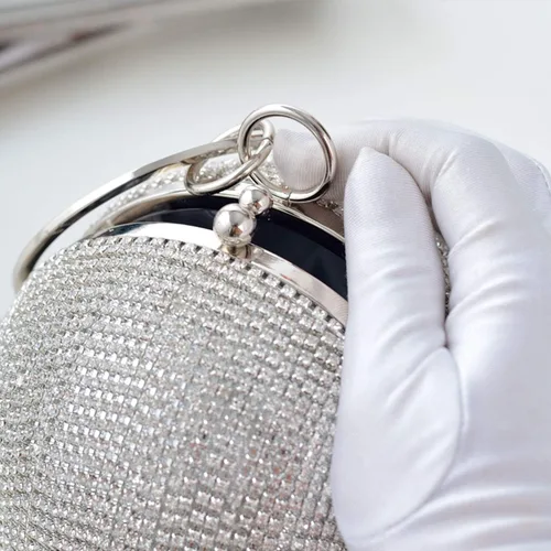 Vista 2 de Lanpet Women Round Ball Crystal Evening Clutch Purse Tassel Wedding Party Handbags