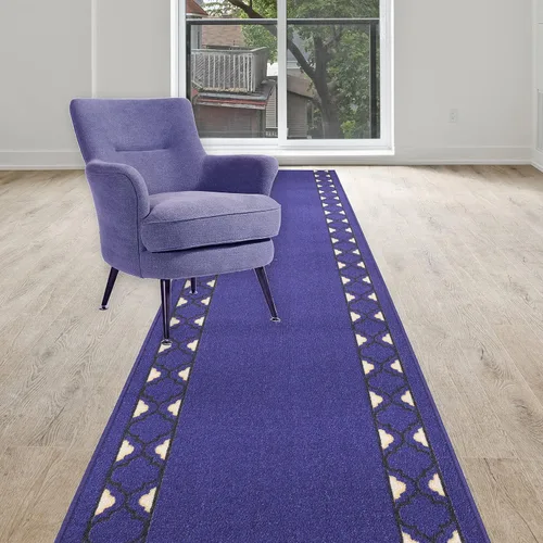 Vista 5 de Alfombras de pasillo lavables con borde enrejado de tamaño personalizado de 26 pulgadas de ancho x 2 pies (marrón)