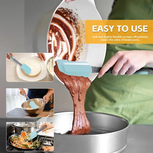 Vista 7 de Cepillo y espátula de silicona para untar – Extra largo, resistente al calor, para hornear, raspar, mezclar, barbacoa, parrilla, cocina, cocina