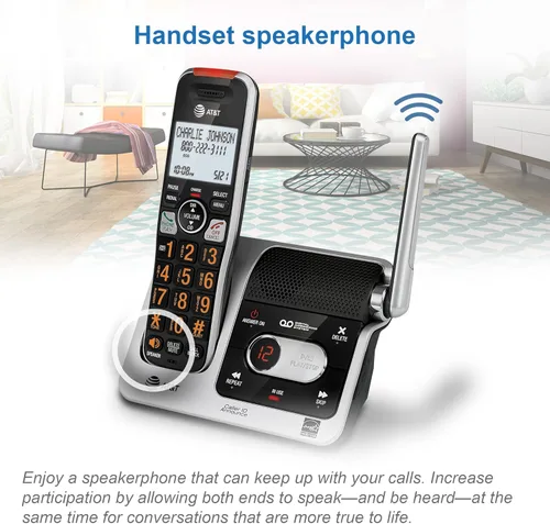 Vista 10 de AT&T BL102 DECT 6.0 Teléfono inalámbrico para el hogar con contestador, bloqueo de llamadas, locutor de identificación de llamadas, asistencia