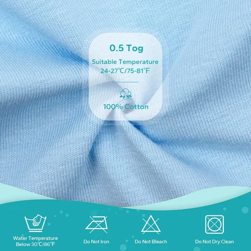 Vista 5 de ZIGJOY Saco de dormir para bebé de 0.5 TOG, manta portátil 100% algodón ajustable de 3 vías para recién nacido, saco de dormir de transición