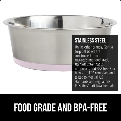 Vista 21 de GORILLA GRIP Juego de 2 cuencos para perros, con capacidad para 8 tazas (64 onzas líquidas), cuenco de metal resistente para alimentos y agua