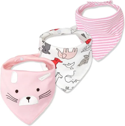 Vista 2 de Babero para bebé, bandana para niños pequeños, paquete de 3 baberos de alimentación de algodón súper absorbentes