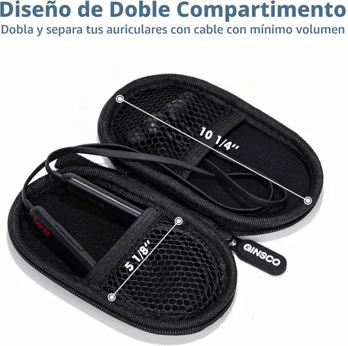 Vista 4 de Ginsco Estuche Mini-Portátil para Auriculares Beats Flex Inalámbricos con Micrófono Integrado, para Auriculares Apple EarPods con Cable/Auriculares