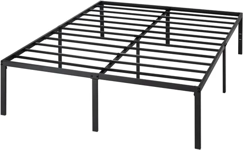 Vista 3 de Base de cama de plataforma de metal de 18 pulgadas, base de colchón de listones de acero resistente, compatible con cabecero, no necesita somier