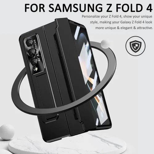 Vista 2 de Miimall Funda compatible con Samsung Galaxy Z Fold 4, Z Fold 4 con protección mejorada de bisagra, película de lente de cámara, protector