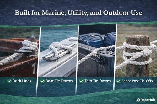 Vista 9 de SGT KNOTS Cuerda de poliéster trenzado 1/4, 3/8, 1/2, 5/8, 3/4, 1, 1,25, 1,5, 2 pulgadas de ancho, Varias longitudes, Blanco