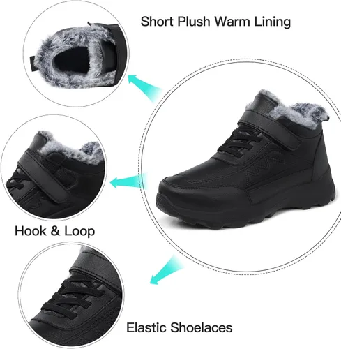 Vista 5 de SHIBEVER Botas impermeables para invierno para mujer botas de piel aislada, cálidas, informales, para clima frío, cómodas, antideslizantes
