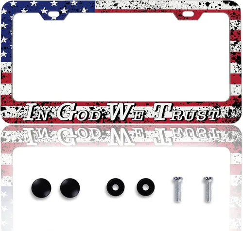 Vista 10 de Marco de matrícula de cuadro ajedrezado en blanco y negro, soporte de matrícula con bandera de carrera a cuadros para accesorios de automóvil