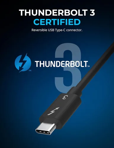 Vista 2 de SABRENT Cable Thunderbolt 3 USB-C [certificado] de 7.8 pulgadas (7.9 in) 40 Gbps Carga de 100 W Chip E Mark para MacBook, laptops, puertos