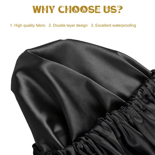 Vista 2 de Gorro de ducha para mujer, gorro de ducha de doble forro, gorro de satén real, tamaño ajustable, adecuado para todo tipo de cabello masculino