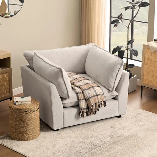 Vista 26 de Iroomy Sofá modular seccional, sofá de nube de gran tamaño - otomano - Beige Premium Chenille, Without Compress, Oversized, Cloud Comfort, Thick