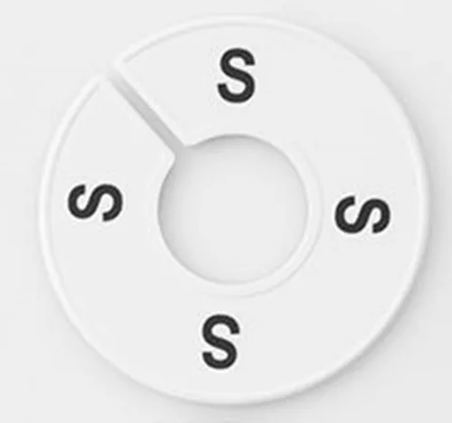 Vista 3 de NAHANCO CWBKIT2 - Divisor redondo de tamaño de ropa con estampado negro para el hogar o tienda de ropa, XS-XL, kit de 25 (5 tamaños de 5 cada uno)