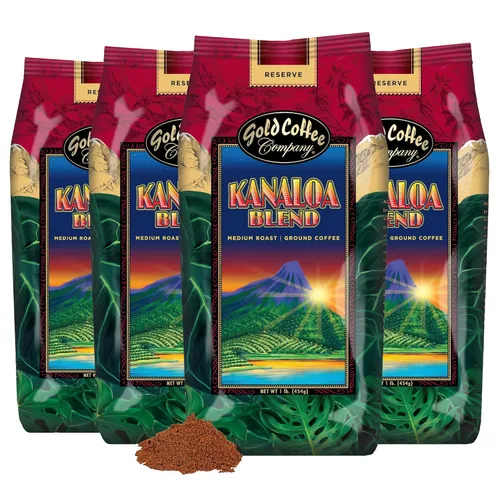 Vista 6 de Gold Coffee Kanaloa Premium House Blend, tostado medio, molido 100% café arábica, 12 onzas