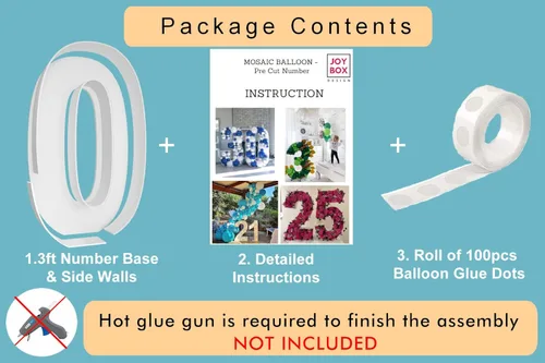 Vista 3 de Marco de globo de mosaico de 3 pies con número 0, kit precortado con números iluminados, tablero de espuma gruesa, decoración para cumpleaños