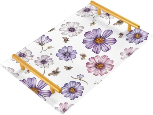 Vista 8 de Rose Reverie Peach Bathroom Vanity Tray Toilet Tank Tray Bathroom Counter Storage for Counter