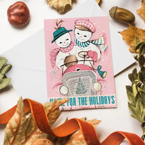 Vista 7 de AnyDesign 36Pcs Christmas Greeting Cards 12 Designs Vintage Pink Note Cards with White Envelopes and Adhesive Stickers Xmas Blank Gift Card for