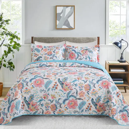 Vista 24 de VAPUTAR Edredones de Algodón Tamaño Queen, Juego de Ropa de Cama Edredón Queen con Patrón Damasco Bohemio-3 Piezas Colcha Ligera Suave Tamaño Queen