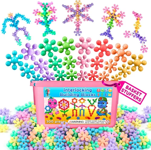 Vista 10 de Curious 2 Learn Bloques de construcción de 300 unidades – Juguetes STEM para la creatividad – Regalo de cumpleaños para niños de 4 años – Juego