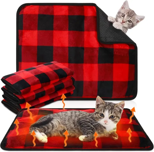 Vista 7 de Paquete de 4 camas autocalentables para gatos, almohadilla autocalentable con funda extraíble, almohadilla térmica extra cálida para mascotas