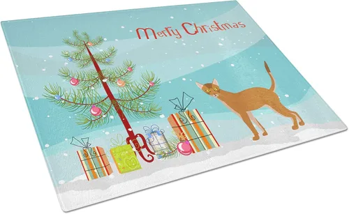 Vista 27 de Caroline's Treasures CK4739LCB Abyssinian Cat Merry Christmas Glass Cutting Board Large Decorative Tempered Glass Kitchen Cutting and Serving Board