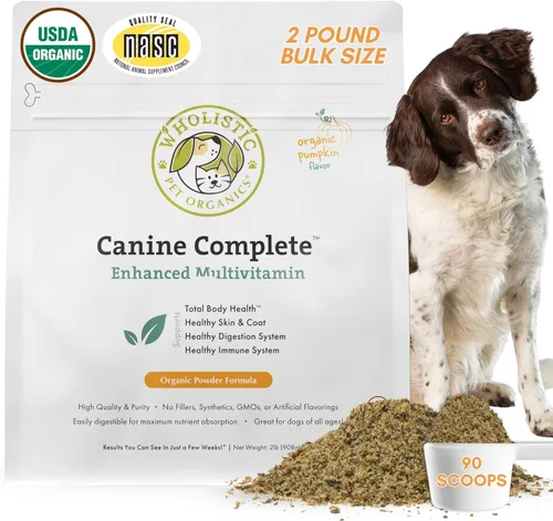 Vista 18 de Wholistic Pet Organics Canine Complete - Polvo multivitamínico para perros, 1 libra, vitaminas diarias para perros y suplementos para alimentos