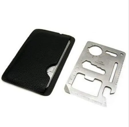 11-Tools-in-1 Herramienta de supervivencia del tamaño de una tarjeta de crédito de acero inoxidable Plata