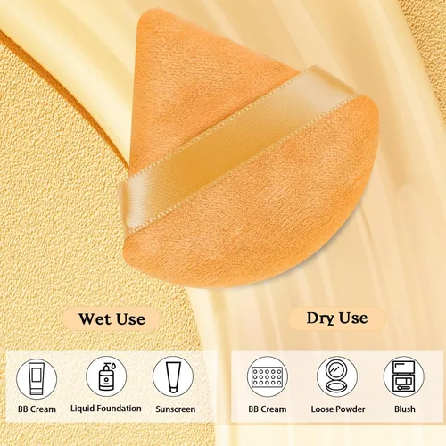 Vista 18 de Pimoys 6 esponjas de maquillaje de terciopelo para polvo suelto y triángulo suave para rostro, color negro