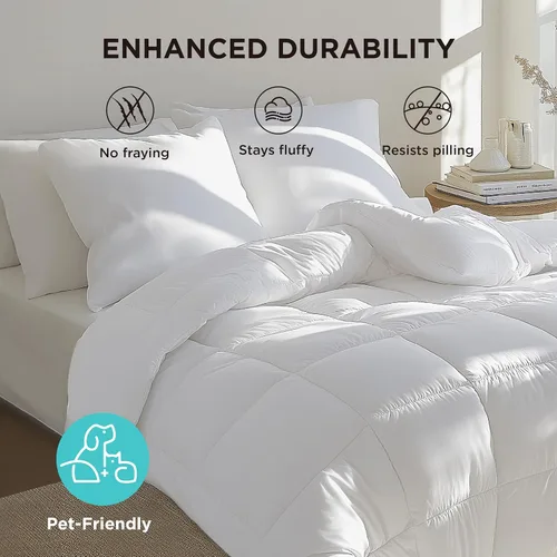 Vista 7 de Bedsure - Relleno de edredón acolchado tamaño Queen Plus, para todas las estaciones, ropa de cama alternativa de plumón GentleSoft, con 8 pestañas