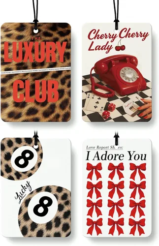 Vista 19 de Ambientador de coche de 8 bolas con estampado de leopardo de moda, 6 unidades, retro coqueta, guepardo, póquer, ambientador colgante para bar