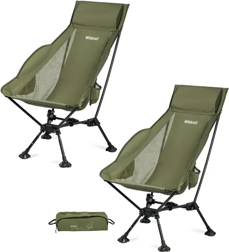 Vista 11 de WildCall Silla de camping plegable y ligera, silla de playa compacta con pies grandes que no se hunden