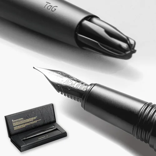TAG Pluma estilográfica de lujo Submarine – Recarga impulsada por turbina, plumín de acero negro fino, elegante regalo de escritura para hombres y
