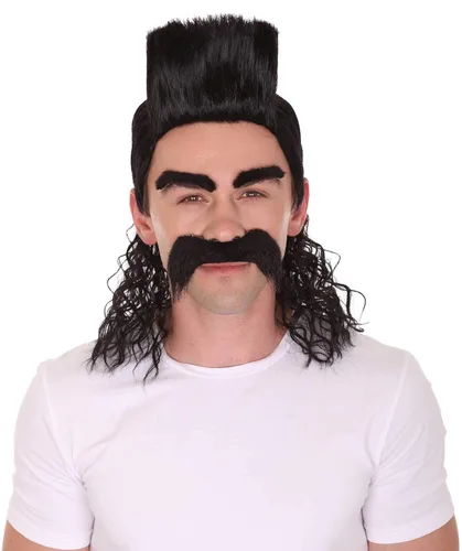 Vista 7 de Halloween Party Online HPO 70s 80s teclado animación punk rock peluca, negro HM-122