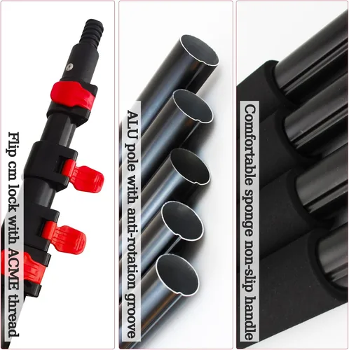 Vista 9 de Kit de cepillo de poste alimentado por agua de limpieza de ventanas con dispensador de jabón telescópico extensible panel solar herramienta de lavado