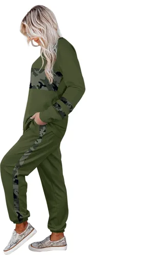 Vista 138 de Aloodor conjunto deportivo de 2 piezas para mujer, con sudadera con cuello redondo, sin botones