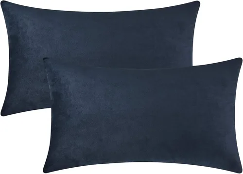 Vista 42 de Mixhug - Fundas de almohada decorativas de terciopelo, fundas de cojín para sofá y cama, juego de 2 fundas azules, 16 x 16 pulgadas