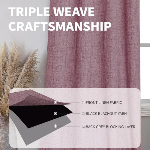 Vista 101 de CUCRAF - Juego de 2 paneles de cortinas de ventana con oscurecimiento total del 100%, de 54 pulgadas de largo, con aspecto de lino falso, cortinas